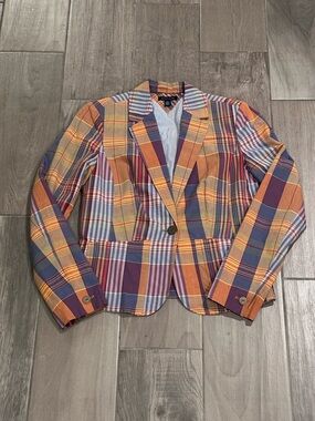 Tommy Hilfiger Multicolor Plaid Blazer with Navy & Rust Accents Women’s size M